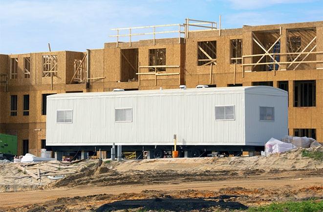 construction workers meeting at office trailers on rent in Edwards, IL